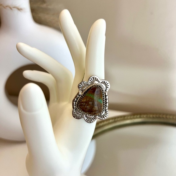 NWT Genuine Handmade, Roysten Turquoise and Sterling Silver Ring Size 8 - Picture 1 of 8